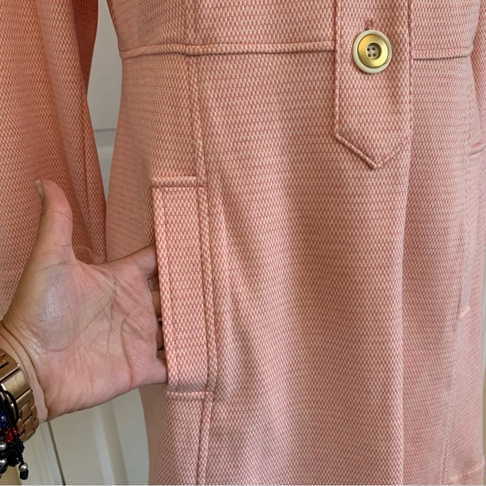 CAbi Take 5 Long Topper Jacket Coat Pink Tweed Button Front Sz M Career Stretch - Picture 9 of 15